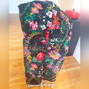 Paco Rabanne fine wale floral print corduroy pants